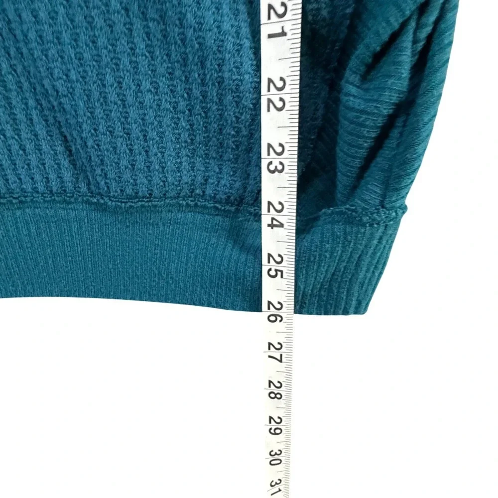 Free People We The Free Santa Clara Thermal Top XS Blue Waffle Boho Chic Slouchy
